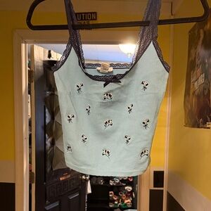 Full Tilt Light Blue Camisole with Embroidered Flowers